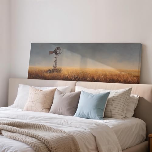 Toile de moulin à vent pour salon avec ce grand tableau panoramique paysage de ferme rustique