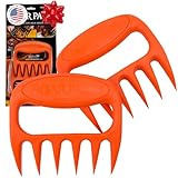 Bear Paws Meat Claws - The Original Meat Shredder Claws for Pulled Pork, USA Made - Easily Lift, Shred, Pull and Serve Pork, Chicken, Brisket and Turkey - Gift for Dad on Christmas! (Orange)