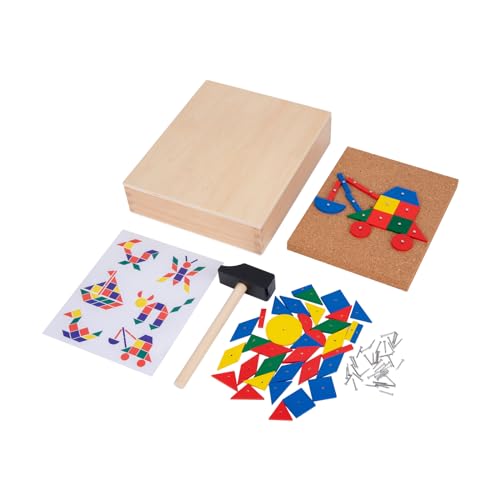 Image of Adena Montessori Hammer & Nail Pegboard Toy, 4-6y | Hammer nails into pegboard. Builds hand-eye coordination, fine motor & concentration. Montessori activity. Gift 4-6y.