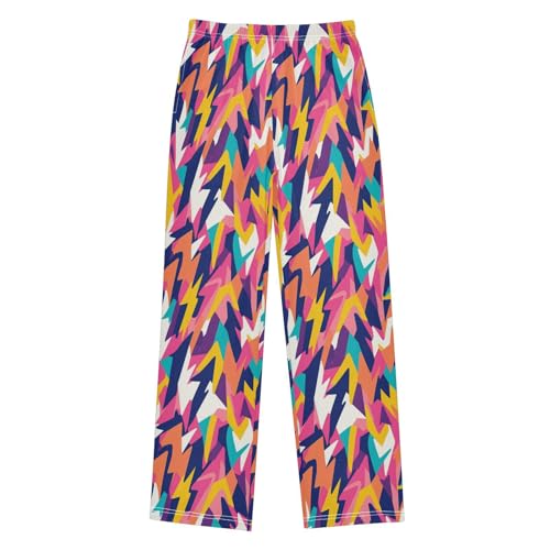 Boys' Pants Colorful Lightning Bolts Doodle Long Bottoms Jogger Pants Elastic Waist Trousers with Pockets S-XL