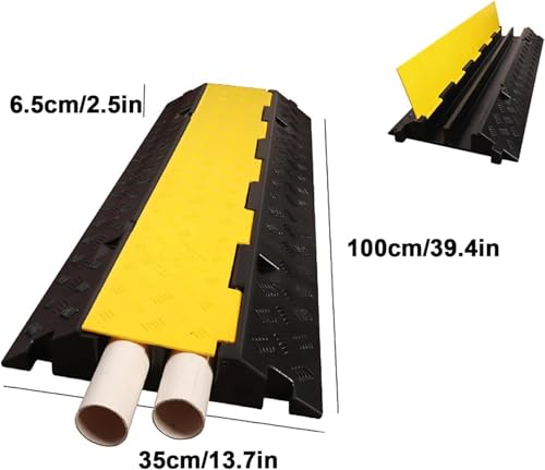 Protection de câble 2 canaux avec couvercle en caoutchouc jaune résistant