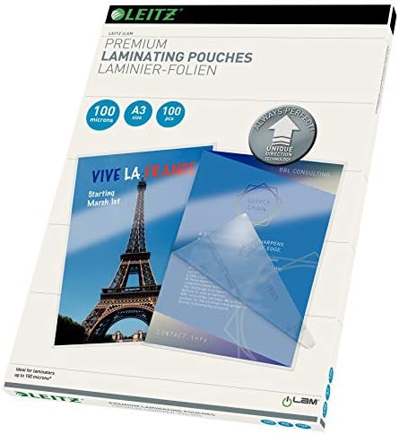 Leitz 74780000 Laminating Pouches Made of 80 Micron Thick Material (Transparent, Glossy, A4 and UDT) - Pack of 100