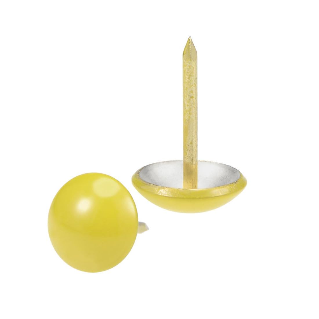 Unifizz 25Pcs Upholstery Tacks 11mmx17mm Decorative Round Head Furniture Nails Pins Yellow Tone for Sofa, Chair, Headboards, Carpets, Woodcraft