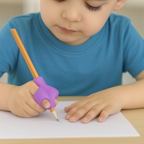 Image of Pencil Gripper For Kids Writing - Set of 3 Pcs, Writing Supplies for Kids | Pencil Gripper 3 Year | Pencil Grip for 5 Year | Pencil Grips
