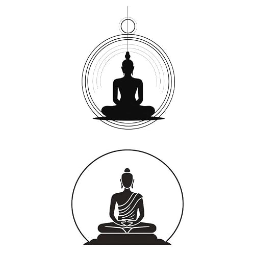 MOQNISE 5 pcs Zen Buddhist Tattoo Stickers Juice Waterproof Long-Lasting Semi-Permanent Sitting Buddha Tattoos For Men And Women Arms And Backs, 11x18cn