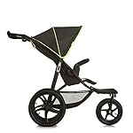 hauck Kinderwagen Runner, Dreirad Buggy mit XL Lufträder für Kinder bis 22 kg, Belüftungsfenster, Höhenverstellbar, Faltbar, XL Korb bis 3 kg, Liegefunktion (Black / Neon Yellow)