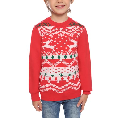 Image of Cowasto Mens Crewneck Christmas Sweater Family Matching Sets Knitted Sweater Pullover