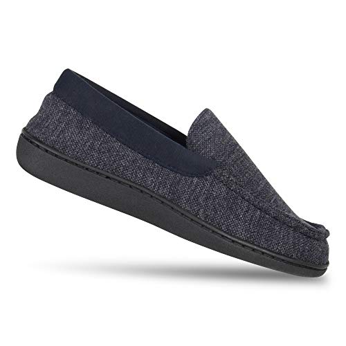 Hanes Mens Slippers House Shoes Moccasin Comfort Memory Foam Indoor Outdoor Fresh Iq,Navy/Blue,Small #TOP6