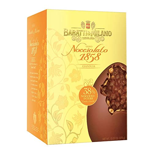Uovo Nocciolato Cioccolato Gianduja | Nocciole Tonde Intere | Baratti & Milano | 370 Gr | Uova di Pasqua | Idea Regalo