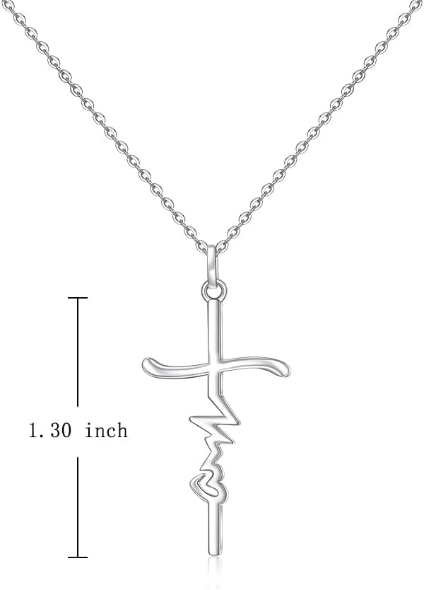 Faith Necklace for Women Sterling Silver Faith Cross Necklace for Women Religious Cross Pendant Jewelry Gifts for Lovers Birthday - Image 3