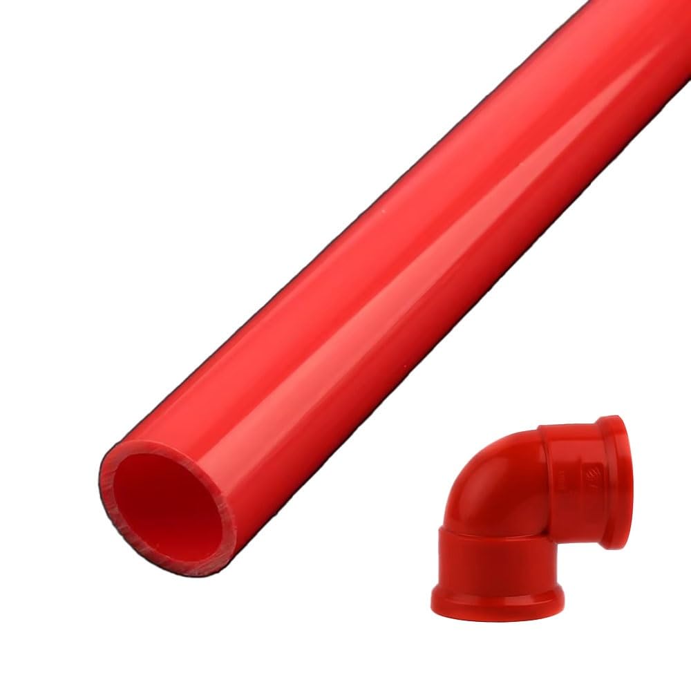 2 tubi in UPVC rossi lunghi 50 cm - Soluzione idraulica versatile for acquari, irrigazione del giardino e progetti fai da te(25mm set)