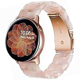 Miimall Compatible avec Samsung Galaxy Watch Active 2 Bracelet de Montre en Résine Plié Fermoir en Métal Liens Classique Bande de Remplacement 20mm pour Galaxy Watch Active 2 -Rosé Fleur