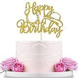 WeBenison Western Theme Happy Birthday Cake Topper/Mexican Birthday Party/Men Cowboy Birthday Party Decorations Gold Glitter