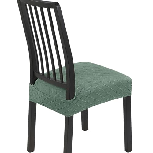 Image of SearchI Dining Chair Seat Covers Set of 6, Rear Covered, Check Green