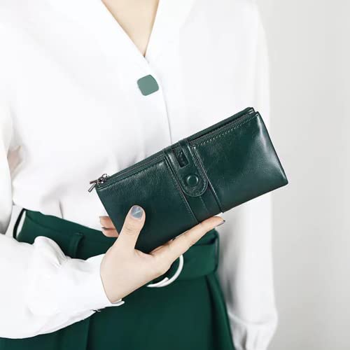 Leather Wallet for Women, RFID Blocking Credit Card Holder Ladies Purse Zipper Pocket, Tibetan, One Size2