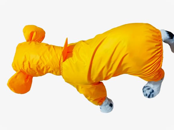 Dog Raincoats Rain Snow Coats Waterproof Clothing (4 Four Legs) Raincoat Full Cover Dogs Hooded Transparent (with Decorative Hooded Ears) (Yellow, 34) 3