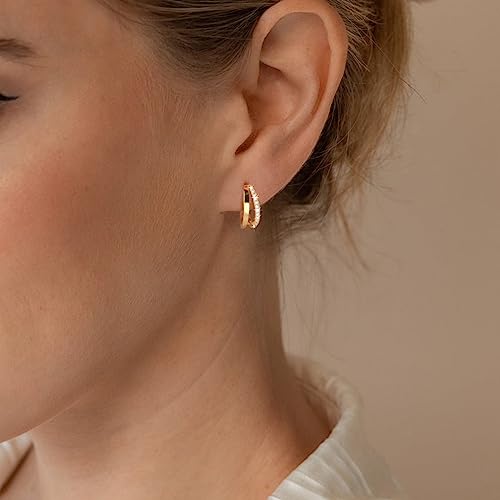 Dainty Small Hoop Earrings for Women -Trendy 14K Gold/Silver Plated Hypoallergenic Lightweight Huggie Earring Double Hoops Earrings for Women Fashion3