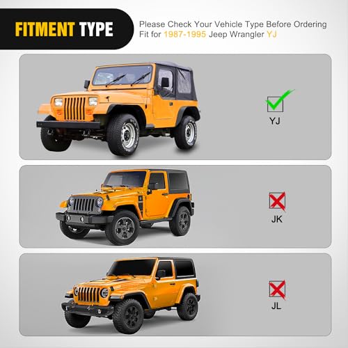 Image of Nilight Off-Road Fender Flares Kit Compatible with 1987-1995 Wrangler YJ Heavy-Duty Solid Steel Black Textured Front Rear Flat 4 PCS