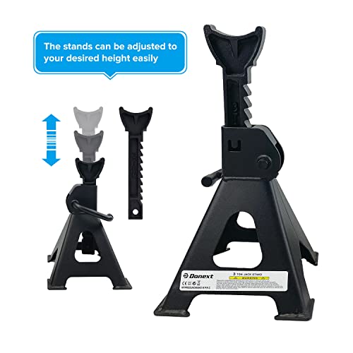 Donext Jack Stands 3 Ton (6,500 Lb) Capacity Steel, 1 Pair Black Lifting Stand Adjustable Jack Stands #TOP5