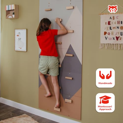 Wood And Hearts Indoor Rock Climbing Wall for Kids – 6 Wooden Climbing Panels with Repositionable Climbing Holds, Montessori Sensory Play Equipment for Kids Playroom (Climbing Module 2) - Image 6