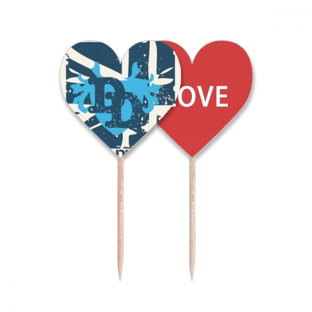 Cure-dents Drapeau Love Heart Graffiti Street Blue Denim Division pour buffet de fête
