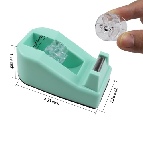 Aacehlh Desktop Tape Dispenser,1 Pack Green Tape Dispensers with 12Rolls Transparent Tape, for Packaging in Office,Restaurant, Flower Shop,Cake Shop (Green)