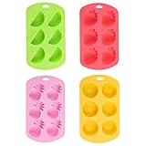 4 Pack Fruit Silicone Molds Set - Watermelon/Strawberry/Lemon/Pineapple Shapes for Gummy, Chocolate, Ice Cubes - Reusable Candy & Cake Decor Baking Tools