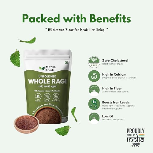 Image of MITHILA FOODS 2 kg Unpolished Whole Ragi (Finger Millet /Nachni /Mandua /Kezhvaragu /Ragulu) | High Calcium & Fibre | Gluten-Free Supergrain from Gumla, Jharkhand - India's Ragi Capital