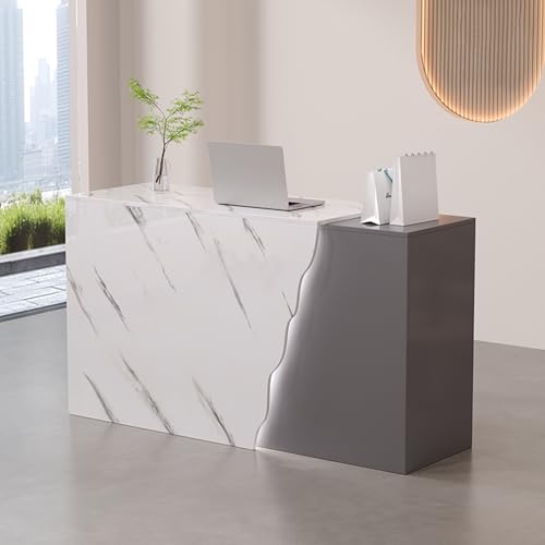 Elegante escritorio de recepción LED con cajones, moderna estación de caja registradora, elegante mesa secretaria para salones y tiendas minoristas, perfecto para interiores elegantes