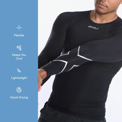 2XU Men's Compression Long Sleeve Top - Enhance Performance and Recovery - Black/Silver3