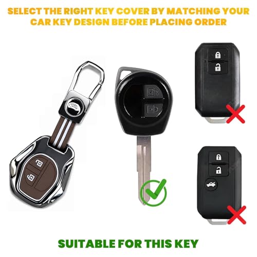 Image of Premium Metal & Silicone Car Key Cover for Suzuki 2 Button Remote Key | Compatible with Swift, Ertiga, WagonR, Celerio, Dzire, Alto, Fronx, Brezza, S-Presso, Ignis | Luxury Key Case