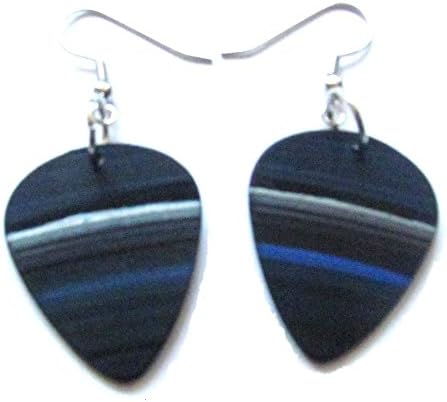 Vinyl Record - Guitar Pick Earrings - (Galactic Blue)