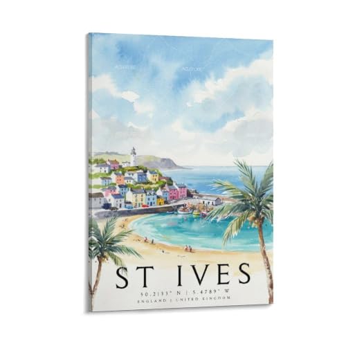 Impression peinture St Ives decoration grand paysage mural vintage 30x45cm