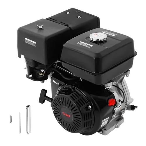 JAYGOVAN 420CC 15HP Gas Engine 4-Stroke Single Cylinder Horizontal Gasoline Petrol Engine with Air-Cooled & OHV Engine Motor Crankshaft (Diameter 25mm/0.98inch) for Pumping Machines, Microtillers