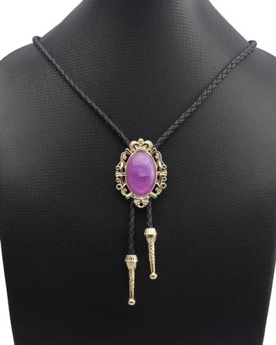 Image of GelConnie Native American Bolo Tie Rodeo Cowboy Leather Necktie Western Necklace Costume Accessories for Men,Women