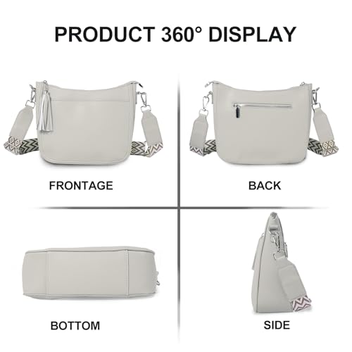 Trustjade Crossbody Purse For Women, Vegan Leather Medium Crossbody Bag, Women's Crossbody Handbags For Travel With Tassel(Off White) — view 6