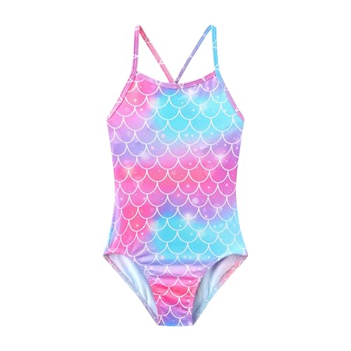 Image of iLover Girls Sparkle One Piece Swimsuits Crossback Swimwear Beach Bathing Suit with Adjustable Strap 4-10 Years