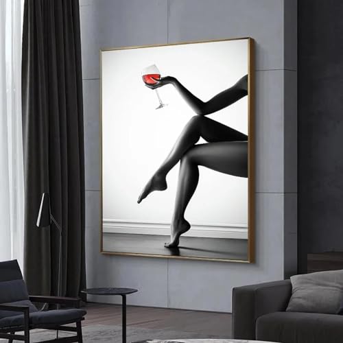 Art fille sexy verre à vin pour sublimer un mur de salon ou de chambre moderne