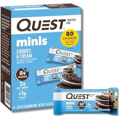 Quest Protein Bars Bundle: Oatmeal Chocolate Chip (12 Count) and Cookies & Cream Mini (14 Count)