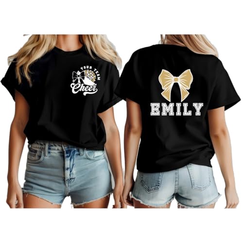 TRENDFACE Custom Cheerleader T-Shirt - Cheer Girl Tee - Cute Cheerleading Shirt - Gift for Cheer Squad - Cheer Practice & Competition Sweater Multi