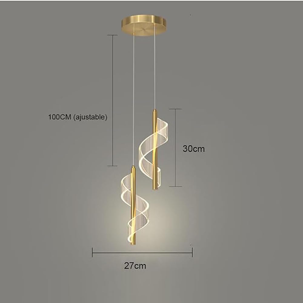 XINYASEE Suspension LED Moderne Lustre, Réglable en Hauteur, Dimmable, Pendentif Lumière Créative pour Salle À Manger, Salon, Restaurant (Doré, Double Tête)