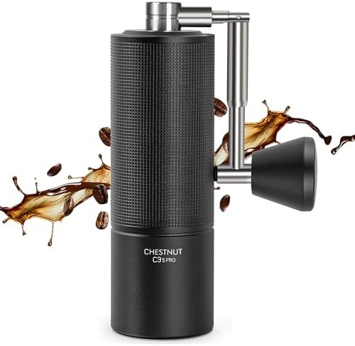 TIMEMORE Chestnut C3s PRO, manuelle Kaffeemühle, Upgrade integriertes Ganzmetallgehäuse, Edelstahl S2C Kegelschliff, Handkaffeemühle mit Klappgriff, für Espresso bis French Press,