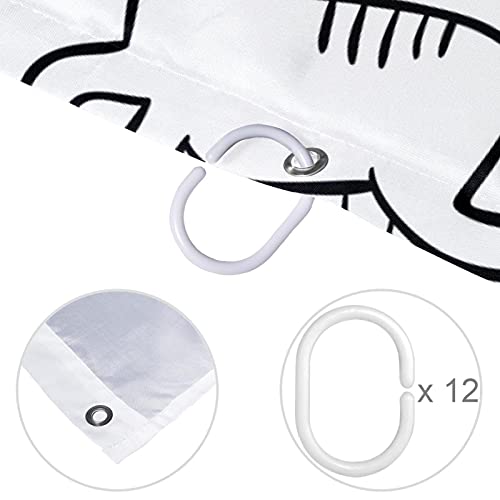 Rideau de douche chat Meow imperméable et coloré aux dimensions standards