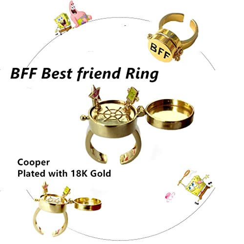 Heimaxing 2 Pcs Gold Spinner Anime Matching Rings For Best Friend Rings Aesthetic Cute Bff Friendship Ring Jewelry Gift For Women Girls (2 Pcs Gold) #TOP2