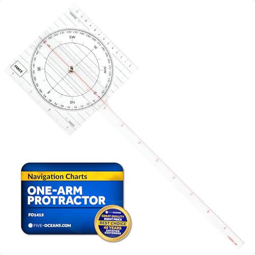 Five Oceans One-Arm Protractor for Navigations Charts - Nautical Protractor,