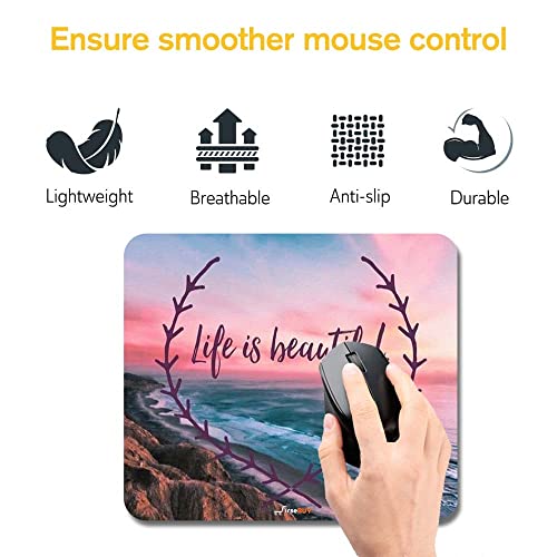 Image of Rectangle Mouse Pad, Anti Slip Rubber Life is Beautiful Mousepads Desktops Gaming Mouse Mat Customized Designed for Home and Office, 8.6 X 7.08 Inches