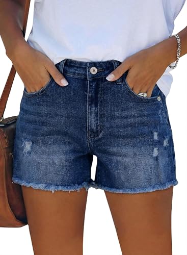 Image of CHICZONE Womens Mid-High Waisted Stretchy Denim Jean Shorts