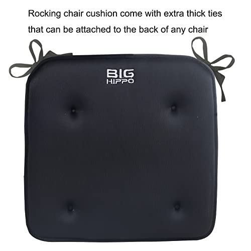 Big Hippo Rocking Chair Cushion Set, Memory Foam Rocking Chair Pad With Ties Soft Thicken Seat Pad And Back Rest Cushion, Black #TOP3