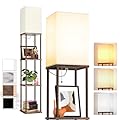 addlon Floor Lamp with Shelves, 4-Tier Modern Shelf Floor Lamp with 3CCT LED Bulb, Display Lamp for Living Room, Bedroom and Office - Brown