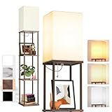 addlon Floor Lamp with Shelves, 4-Tier Modern Shelf Floor Lamp with 3CCT LED Bulb, Display Lamp for Living Room, Bedroom and Office - Brown